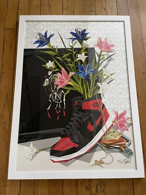 Naturel Art Print Jordan 1  Bred  Limited Edition Rare Signed Framed 1xrun