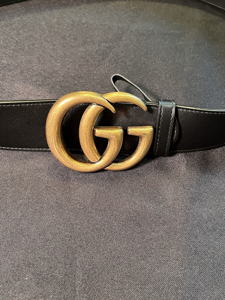 $540 GUCCI SUPREME BELT MONOGRAM GG G BUCKLE BLACK LEATHER 400593