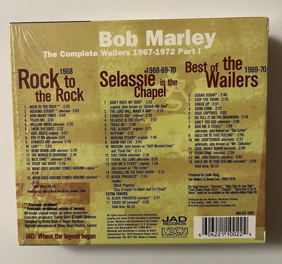 BOB MARLEY THE COMPLETE WAILERS 1967-1972 PART 1 NEAR MINT 3CD SET  - Image 2 of 4