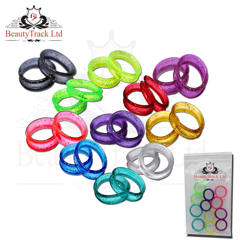 BEAUTYTRACK 22 Finger Ring Inserts for Hairdressing Barber Scissors, Sparking Colours Design