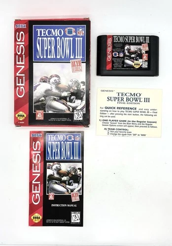 Tecmo Super Bowl III Final Edition Sega Genesis 1995 Complete NFL Vintags WORKS