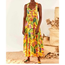 Farm Rio Yellow Beaks and Bananas Maxi Dress S