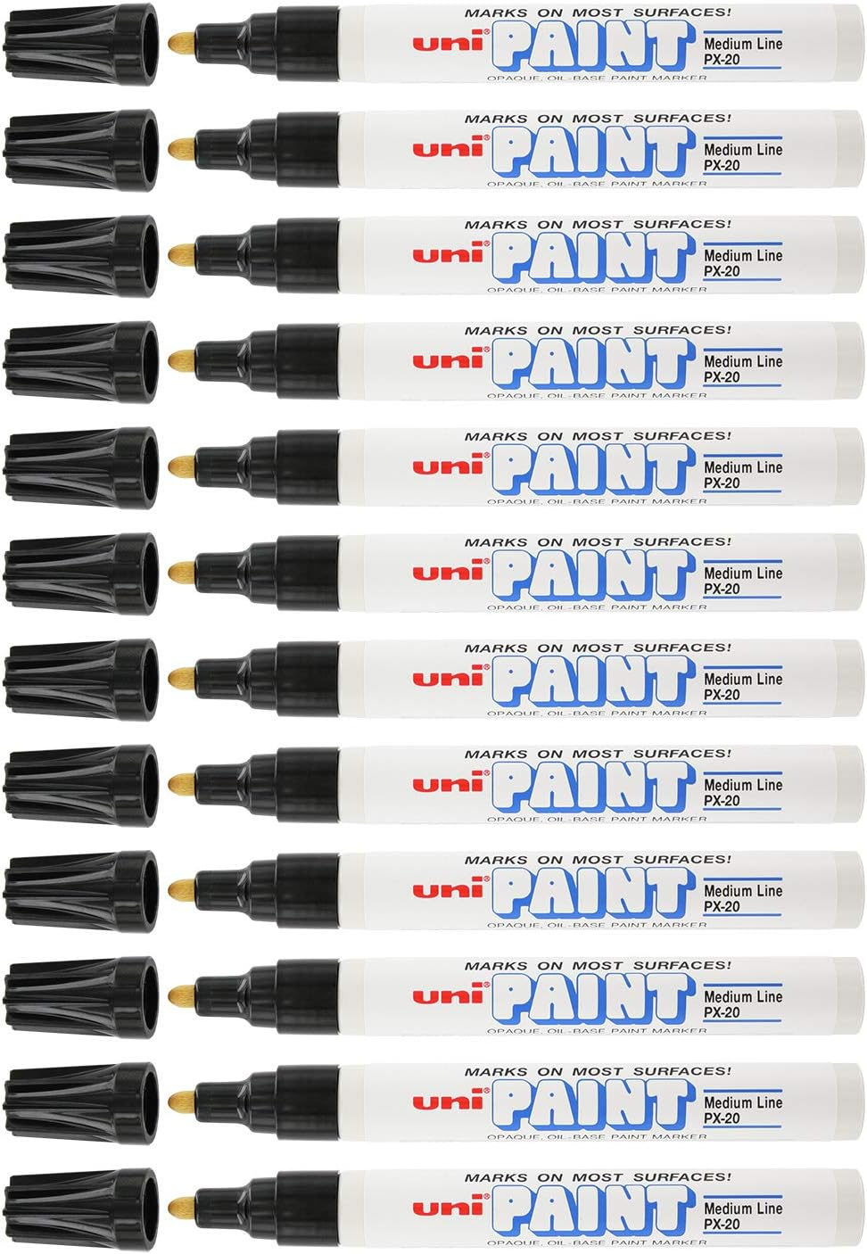 Black Paint Marker 12-Pack for Bold, Permanent Marking