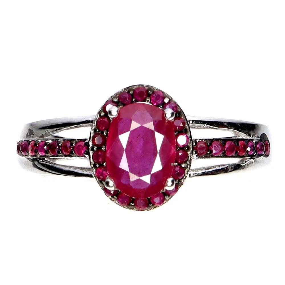 Anello in argento Sterling 925 con pietra preziosa rubino