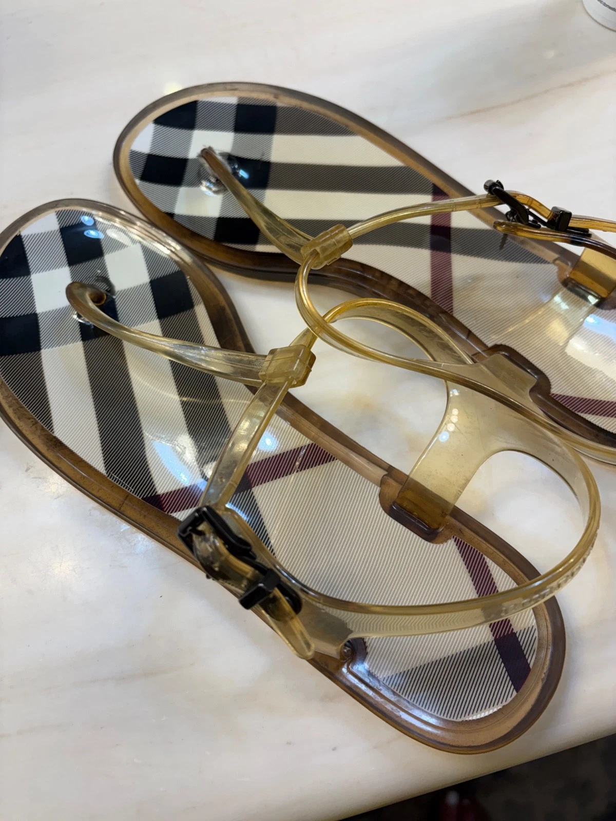 Burberry Nova Check Jelly Sandals Size 9 Eur 39 Shoes Preowned