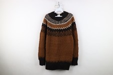 Vintage 90s Streetwear Womens Large Fair Isle Alpaca Wool Knit Crewneck Sweater