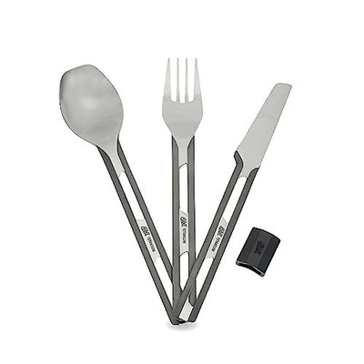 Esbit Ultra Lightweight Titanium Cutlery 3 Piece Set with Fork  Spoon and Knife