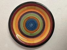 Philippe Richard Rondo Dinner Plate Multicolor Hand Painted 10" Striped Ceramic