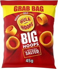 Hula Hoops BIG HOOPS SALTED Grab Bag Crisps 45g Bags, Case of 36 - Bigger Hoop,