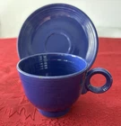 Vint 1930s Fiesta Ware Cobalt Blue Cup & Saucer, Early Production, No Backstamp