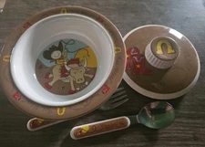 Sugar Booger Western Set! Bowl, lid,spoon,fork,Cowboy,Brands,boots,HTF