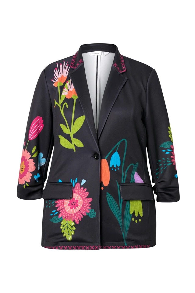 MIAMODA Damen große Größen Blazer Classic Fit Scuba Blüten Muster 838785