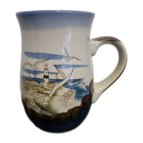 Vintage Otagiri Coffee/Tea Mug! Stoneware Hand Painted, New England Scenery NEW!