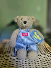 Vintage Eden Oshkosh B'Gosh Teddy Bear Plush 11" Stuffed Animal Striped Overalls