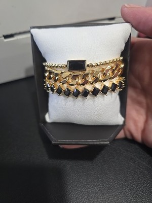 Bomb Party Luxe bracelets I run on hustle and heartBlack Onyx and CZ 