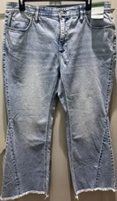 New Terra Sky Light Wash High Rise Raw Edge Hem Flare Jean. Plus Size 16W. Cute 