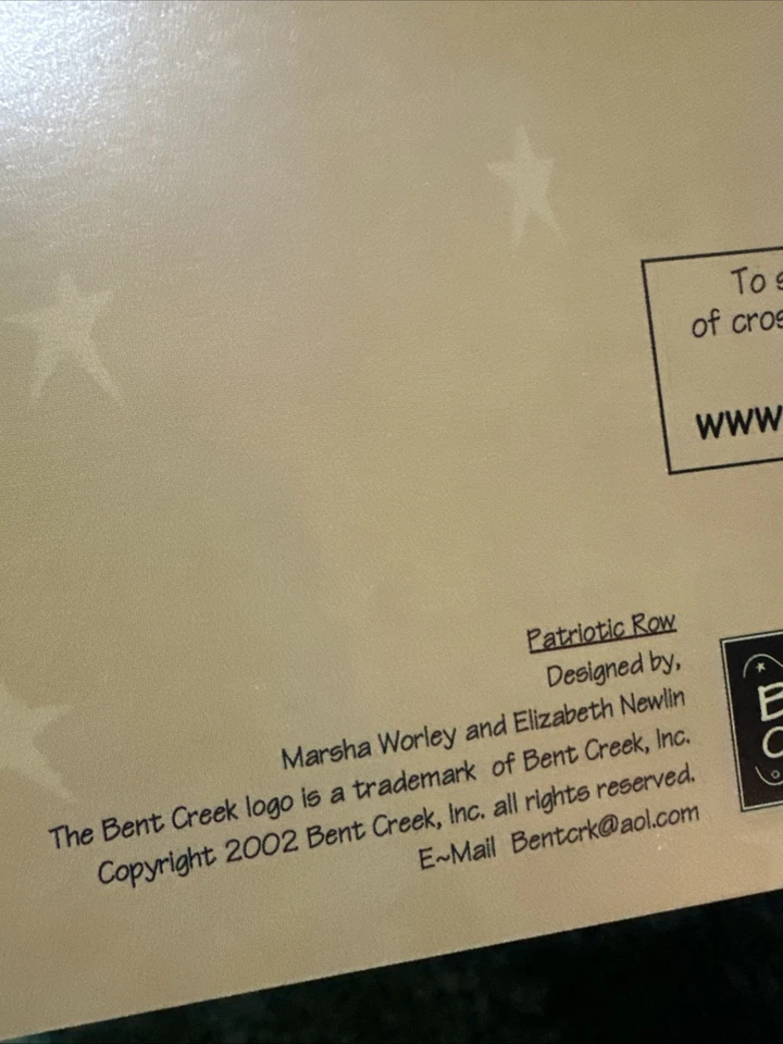 Bent Creek Patriotic Row Sampler Alphabet Cross Stitch Pattern. 2002 NEW - Image 3 of 4