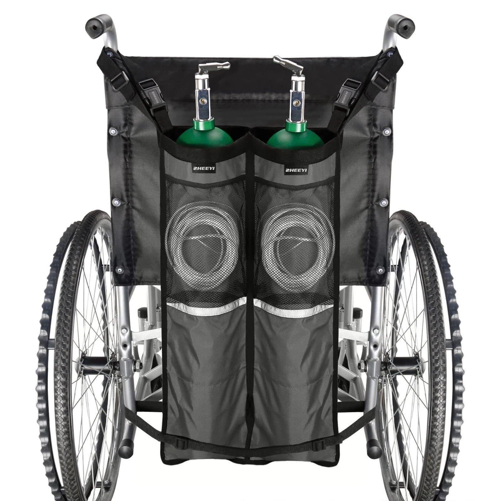 Dual Oxygen Tank Holder for Wheelchairs – Oxygen Cylinder Carrier Bag