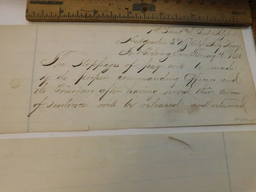 Civil War Document- 1866 Fort Pickering, Tenn HQ 3rd US Colored Artillery Heavy