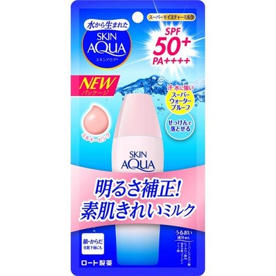 SKIN AQUA UV Super Moisture Milk Sunscreen, Fragrance-Free, Milky Pink, 1 pc JP^