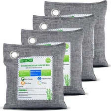 NIYIKOW Charcoal Bags Odor Absorber (Large, 4Pack x 200g), Nature Fresh Bambo...