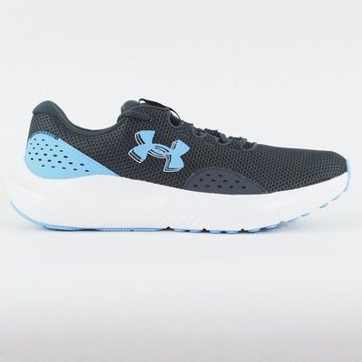 Herren Under Armour Charged Surge 4 Schwarz Blau Mesh Schnürschuhe Laufschuhe Turnschuhe