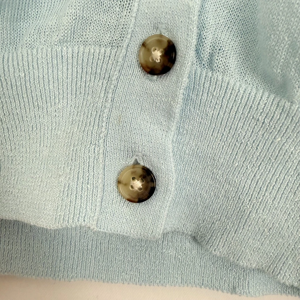 Cárdigan Suéter MADEWELL Mezcla de Lino Cuello en V M Azul Pálido Ligero Delgado B6 Foto 3 de 4