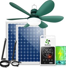 Solar Ceiling Fan Light with Battery and Adjustable Thermostat, 20" Outdoor Ceil