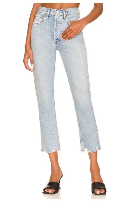 AGOLDE Riley High Rise Straight Crop in Light Wash Size 23