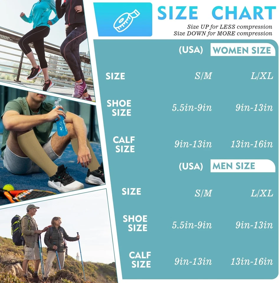 6 Pairs Compression Socks for Women Men Large-X-Large, 07-white Brown Series  - Image 3 of 4