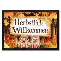 Igelbabys Herbstlich Willkommen FußMatte In 35X50 Cm