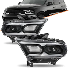 For 2021-2024 Dodge Durango Black Halogen Turn Signal W/LED Headlights Headlamps