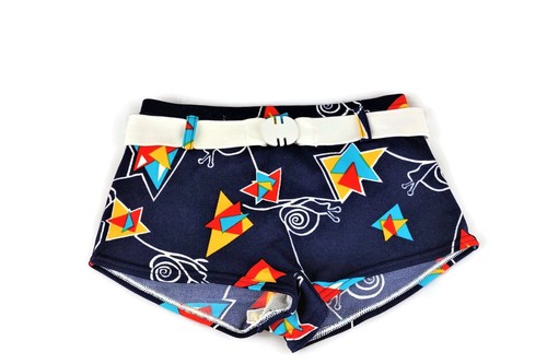 Vintage swim trunk boy with geometric snail pattern retro swimwear size 14 year - Picture 2 of 10