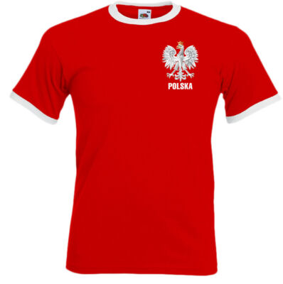 Polen T-Shirt Polska Adler Orzeł Herren Polnischer Fußball WM 2018 Flagge Brust