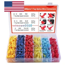 480/60x Quick Splice Electrical T Tap Wire Crimp Cable Terminals Connectors Kit