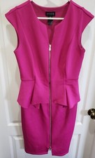 womens MAGENTA PINK DRESS size 8 ENFOCUS STUDIO CAP sleeve FULL ZIPPER TOP BOTTO