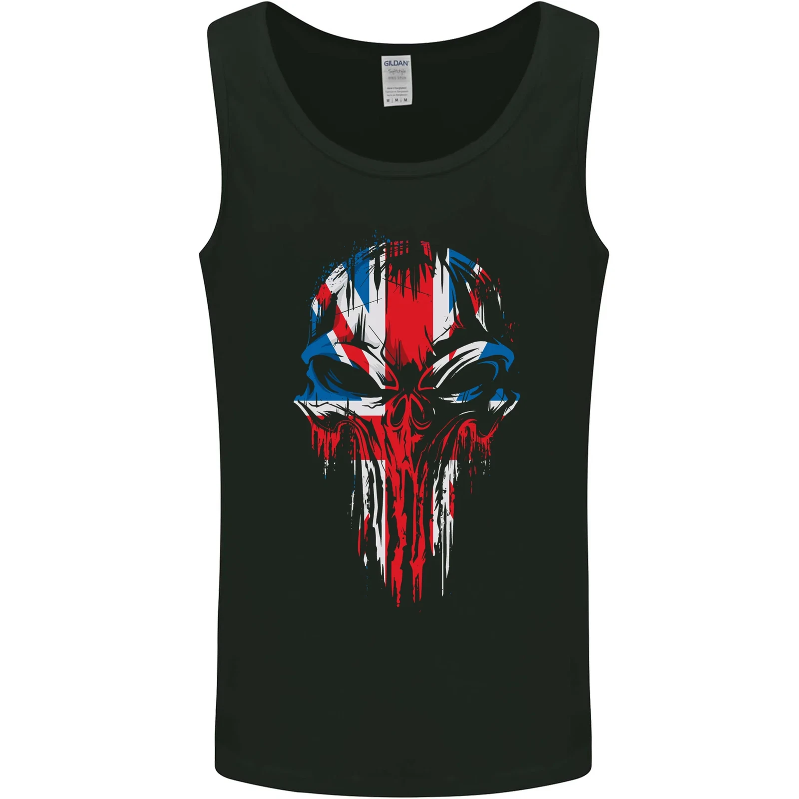 Union Jack Flag Skull Gym MMA Biker Men's Tank Top