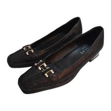 Amalfi by Rangoni Mosa Black Italian Leather Square Toe Low Heels Sz 7