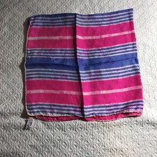 BARBBIECORE Scarf Echo Pure Silk Hot Pink Blue and White Striped