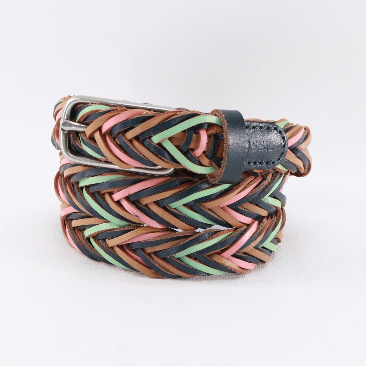 Vintage Woven Braided Leather Multicolored Belt Size M/L Multi-Color Tubular Braided Belt – Will Leather Goods main image 2