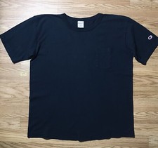 Champion Original T1011 Pocket T-Shirt Mens L Black Heavy Cotton Jersey USA Made