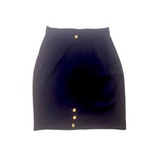 90s Vintage Gemma Kahng Gold Buttons Black/navy Skirt Sz 8
