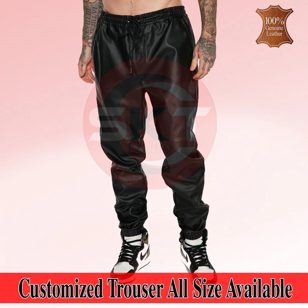 Men's Leather Real Black Lambskin Leather For Men's Sweat Pants/Jogger trousers
Opens in a new windo