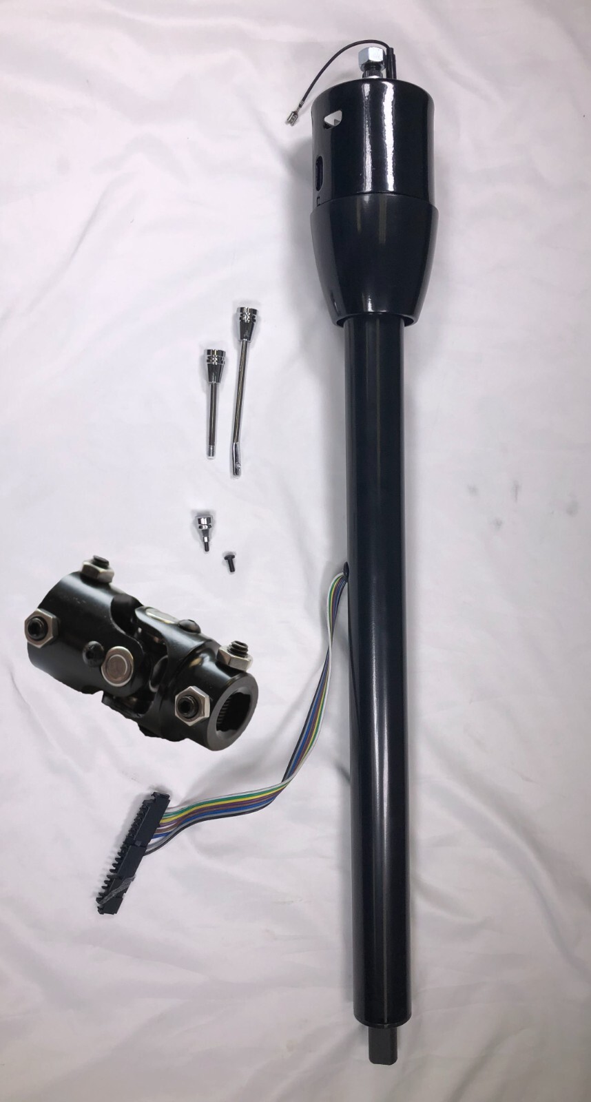 28 Black Stainless Tilt Steering Column Manual Floor Shift NO Ignition KEY GM