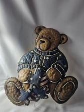 Home Interiors Americana Teddy Bear Wall D cor Metal