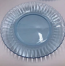 FORTECRISA ICE BLUE AZURE RIBBED GLASS SALAD PLATE MEXICO 71/8"