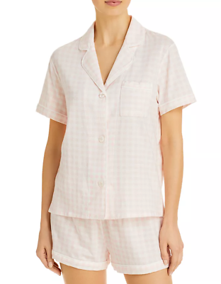 #ad #ad AQUA 2 Piece Gingham Plaid Printed Notch Collar Shorts Pajama Set XL X Large $24.99