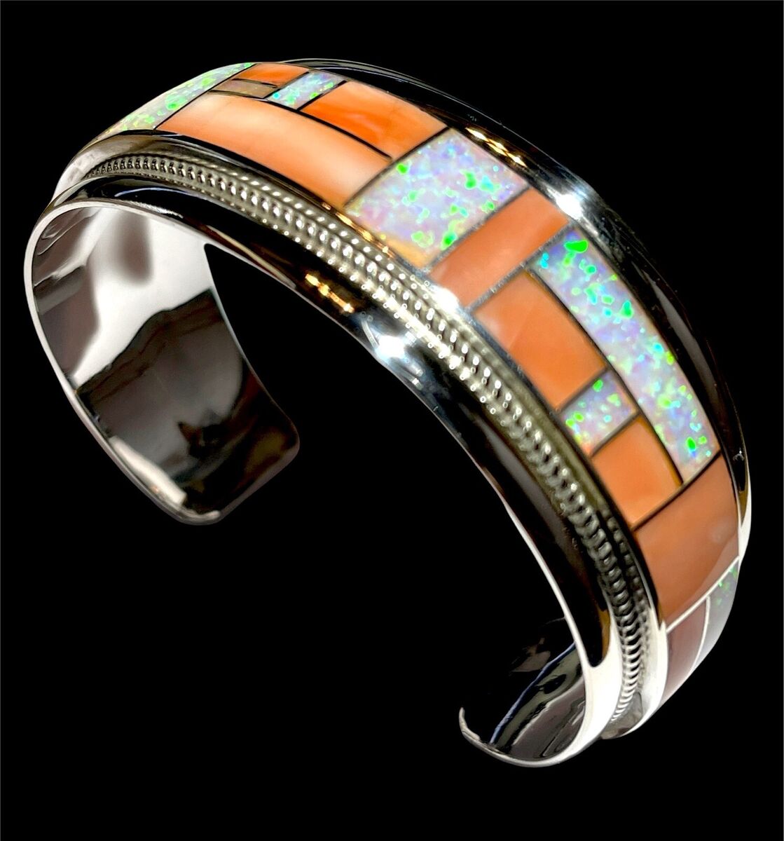 RICK & GLENDORA BOOQUA RGB ZUNI STERLING SILVER OPAL SPINEY RICK & GLENDORA BOOQUA RGB ZUNI STERLING SILVER OPAL SPINEY