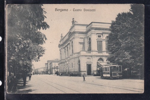 Cartolina Bergamo Teatro Donizetti ANIMATA TRAM CD252 - 第 1/1 張圖片