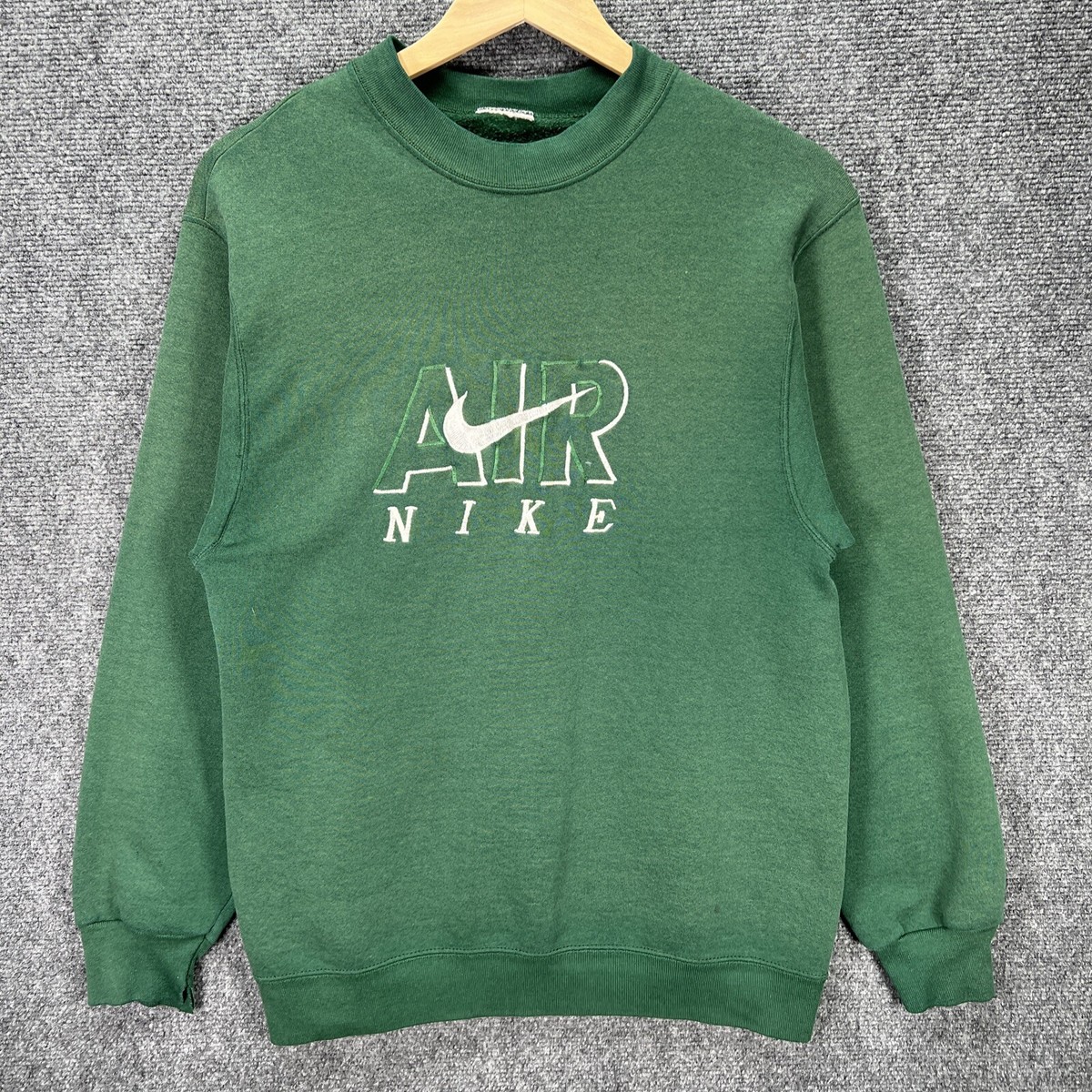 Vintage Nike Sweatshirt Mens S Green Nike Air Spellout Swoosh Embroidered  90s | eBay